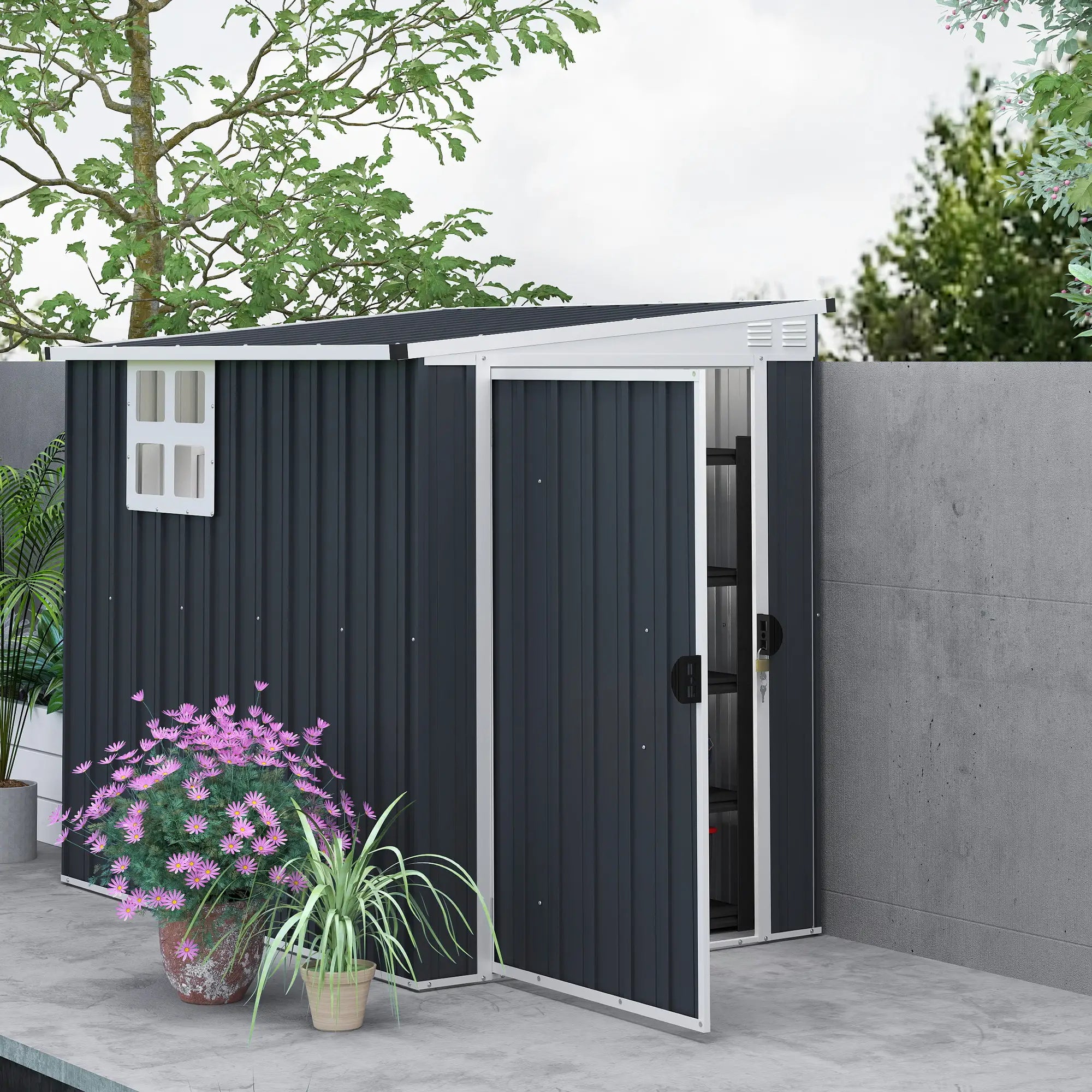 4' x 6' Outdoor Storage Shed, Metal Garden Shed with Window Sheds at Gallery Canada