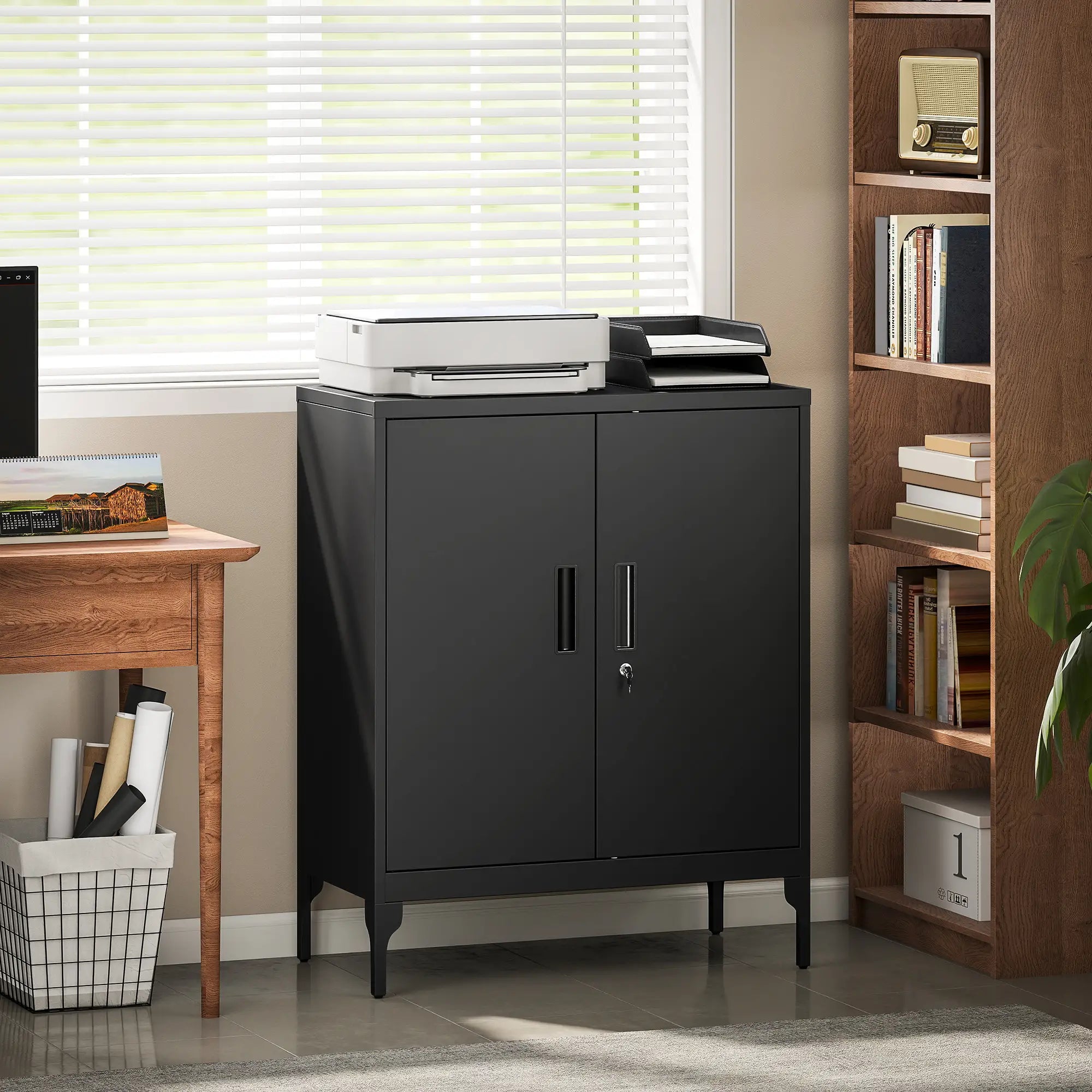 Office Storage Cabinet with Lock, Adjustable Shelves, Black Office Cabinets & Cupboards at Gallery Canada