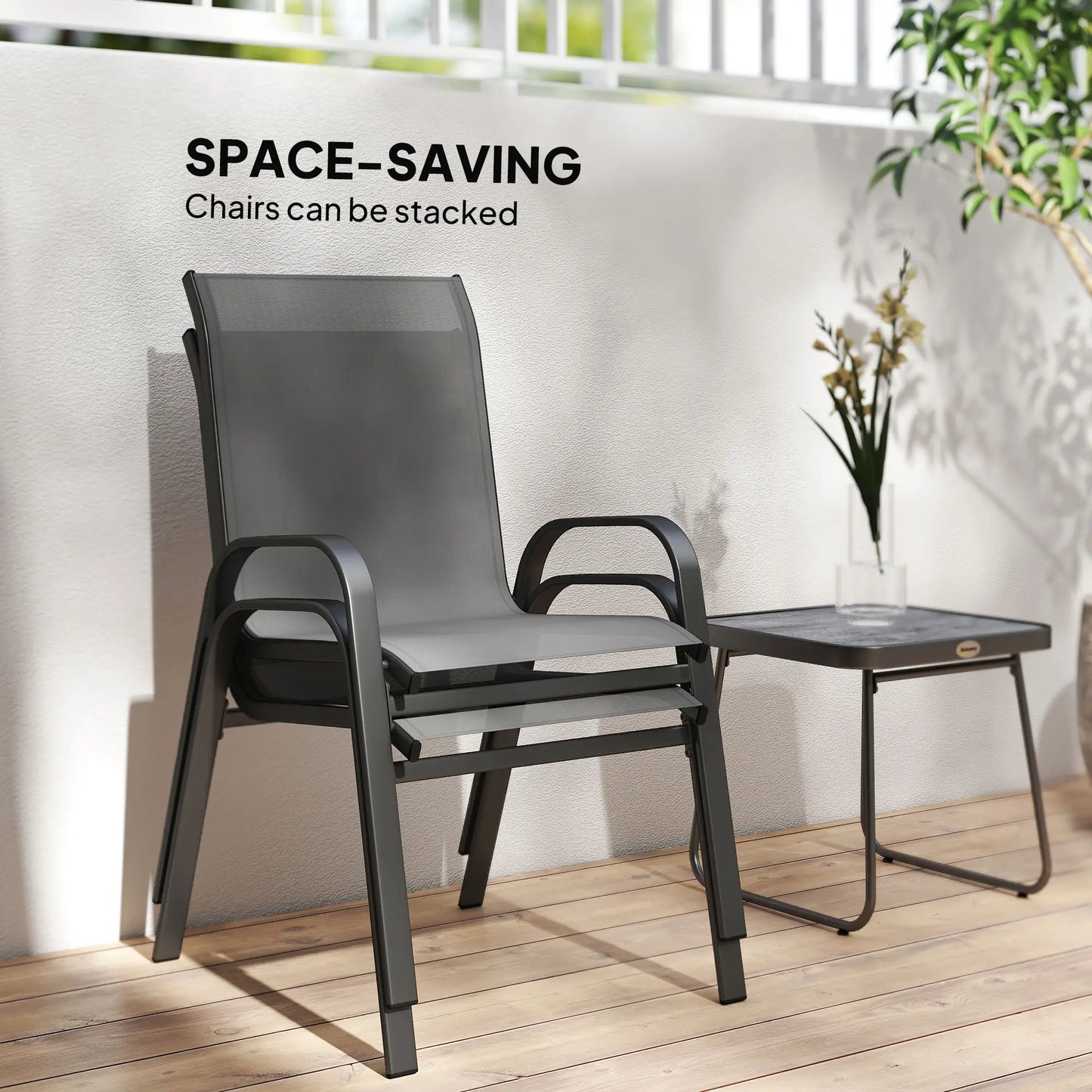 Outdoor Bistro Set, 3-Piece Patio Set, Mesh Fabric, Light Grey Bistro Sets at Gallery Canada
