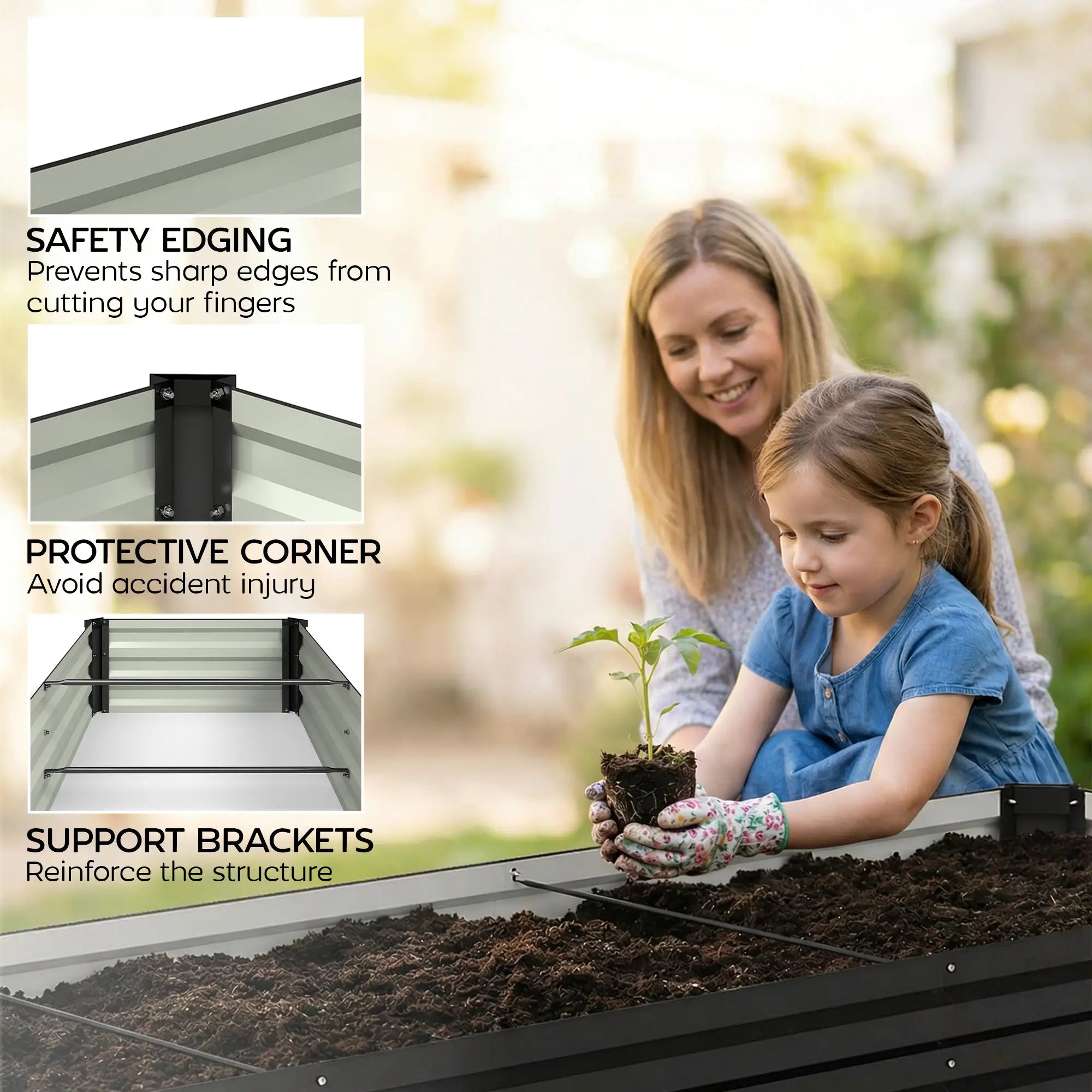 8'x2'x1' Galvanized Raised Bed, Elevated Planter Box, Black Galvanized Planter Boxes at Gallery Canada