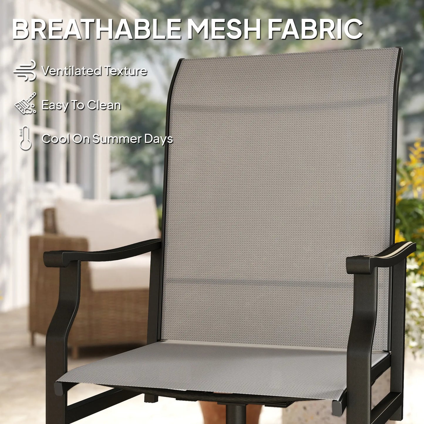 Swivel Rocker Outdoor Chair Set, 2 High Back Chairs, Light Grey Bistro Sets at Gallery Canada