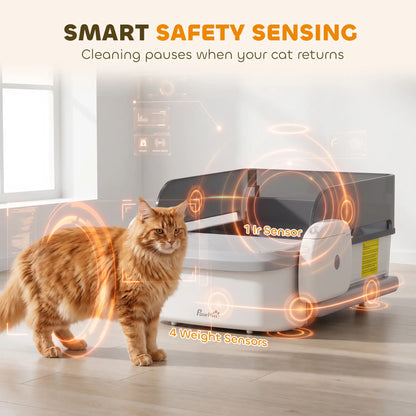 Automatic Cat Litter Box, Self Cleaning, App Control, Open Top, Grey Cat Litter Box Enclosures at Gallery Canada