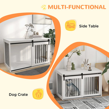 46.5" Dog Crate Furniture, End Side Table for Large Dogs, White Houses, Kennels & Pens at Gallery Canada