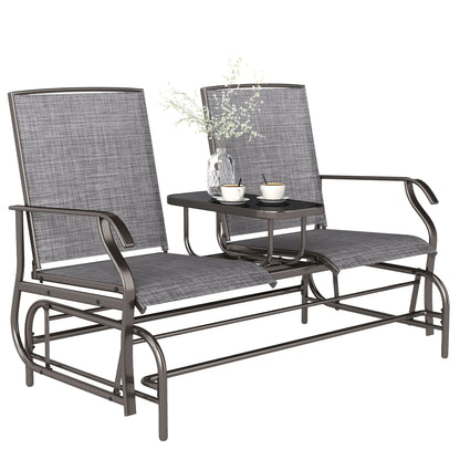 Outdoor Glider Rocking Chair, 2 Person Loveseat, Garden Bench, Grey Outdoor Gliders Brown Frame, Grey Cover at Gallery Canada