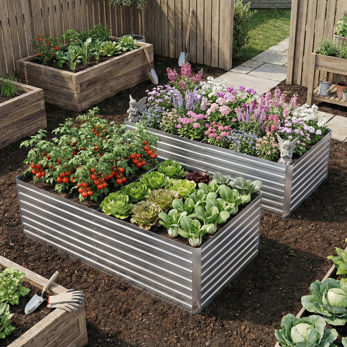 Galvanised Raised Garden Bed Set, 6 x 3 x 2 ft, Silver Galvanized Planter Boxes at Gallery Canada