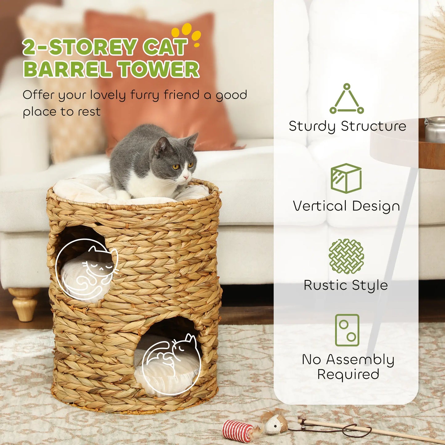 2-Storey Cat Condo Barrel, Small Cat Tree Tower, Light Brown Cat Towers at Gallery Canada