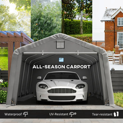 12' x 20' Portable Garage, Heavy Duty Carport Canopy, Light Grey Car Shelters at Gallery Canada