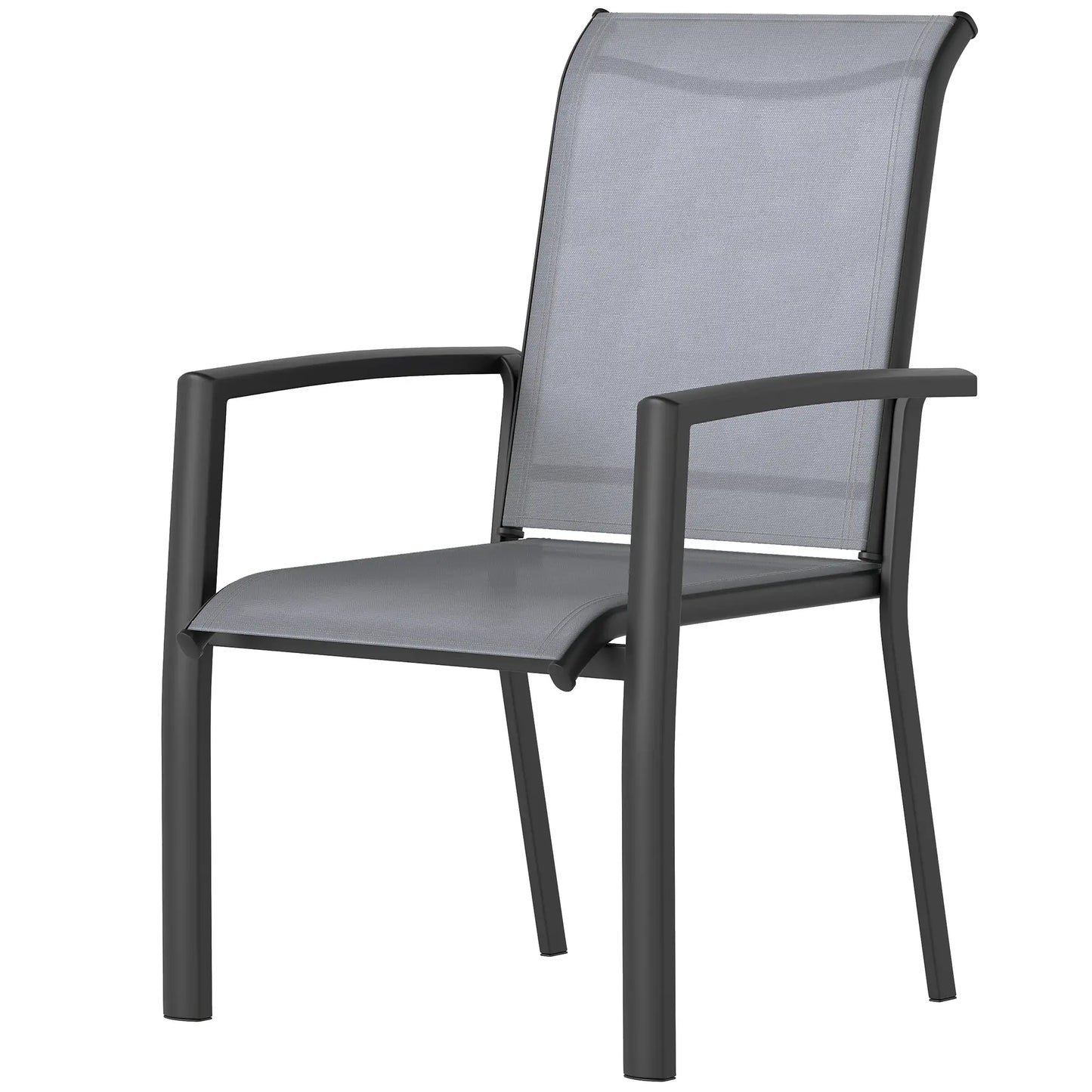 Stackable Patio Chairs Set Of 4, Outdoor Dining Chairs, Grey