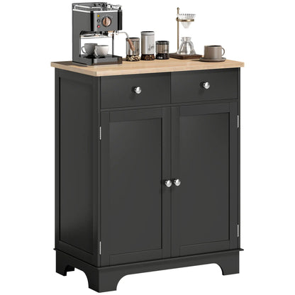 Sideboard Buffet Cabinet, 27" with Adjustable Shelf, 2 Drawers, 2 Doors, Black Kitchen Pantry Cabinets at Gallery Canada
