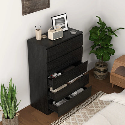 5 Drawer Dresser, Modern Chest for Bedroom, Black Storage Cabinets at Gallery Canada