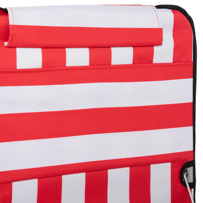 Beach Lounge Chair Set, Folding Mat w/ Adjustable Back, Steel Frame, Head Pillow, Carry Bag, Red and White Beach Accessories at Gallery Canada