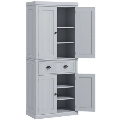 72" Kitchen Pantry, Freestanding Cabinet with Drawer, Doors, Grey Kitchen Pantry Cabinets Grey at Gallery Canada
