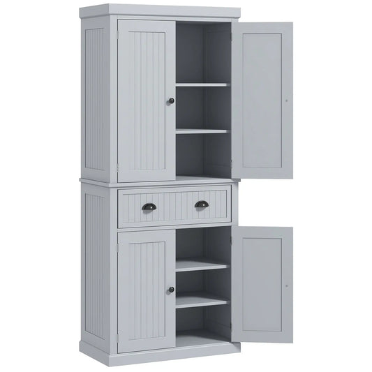 72" Kitchen Pantry, Freestanding Cabinet with Drawer, Doors, Grey Kitchen Pantry Cabinets Grey at Gallery Canada