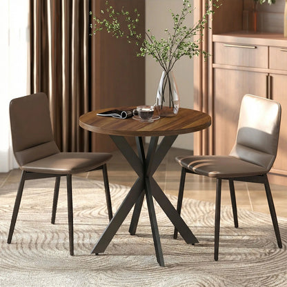 29" Round Dining Table, Walnut Finish, Steel Legs Dining Tables at Gallery Canada