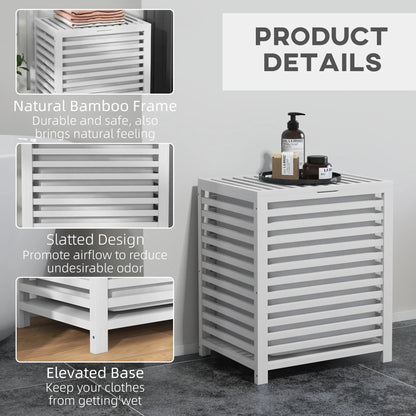 Laundry Basket With Removable Liner Bag, 55L, White Bath Accessories at Gallery Canada