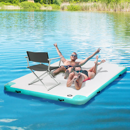 10' x 7' Inflatable Floating Dock, Pool Beach Ocean, Blue & Green Floating Water Mats at Gallery Canada