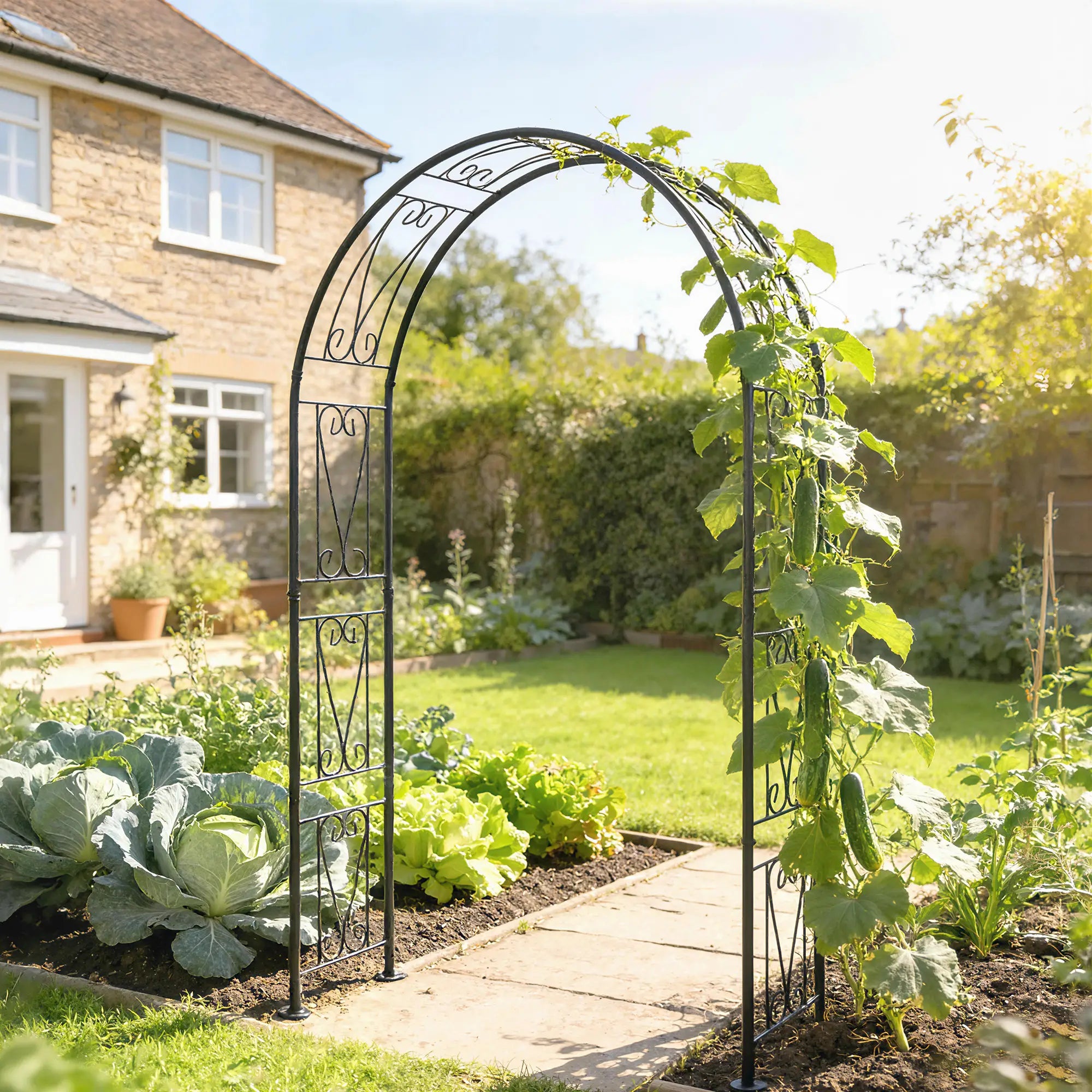 8 ft Garden Arch, Outdoor Trellis Arbor, Black Garden Arches at Gallery Canada