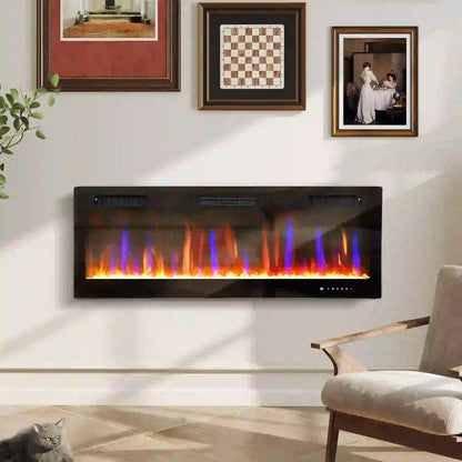 50" Thin Electric Fireplace, Freestanding, Wall Mounted Heater, Eco Mode, Auto Switch, Remote, 1500W Electric Fireplaces at Gallery Canada