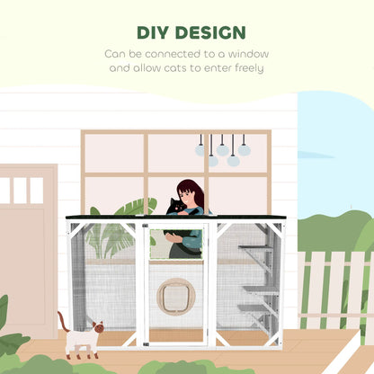 Outdoor Cat Enclosure, Waterproof Roof, Multi-Level Platforms, Lock, White Outdoor Cat Enclosures at Gallery Canada