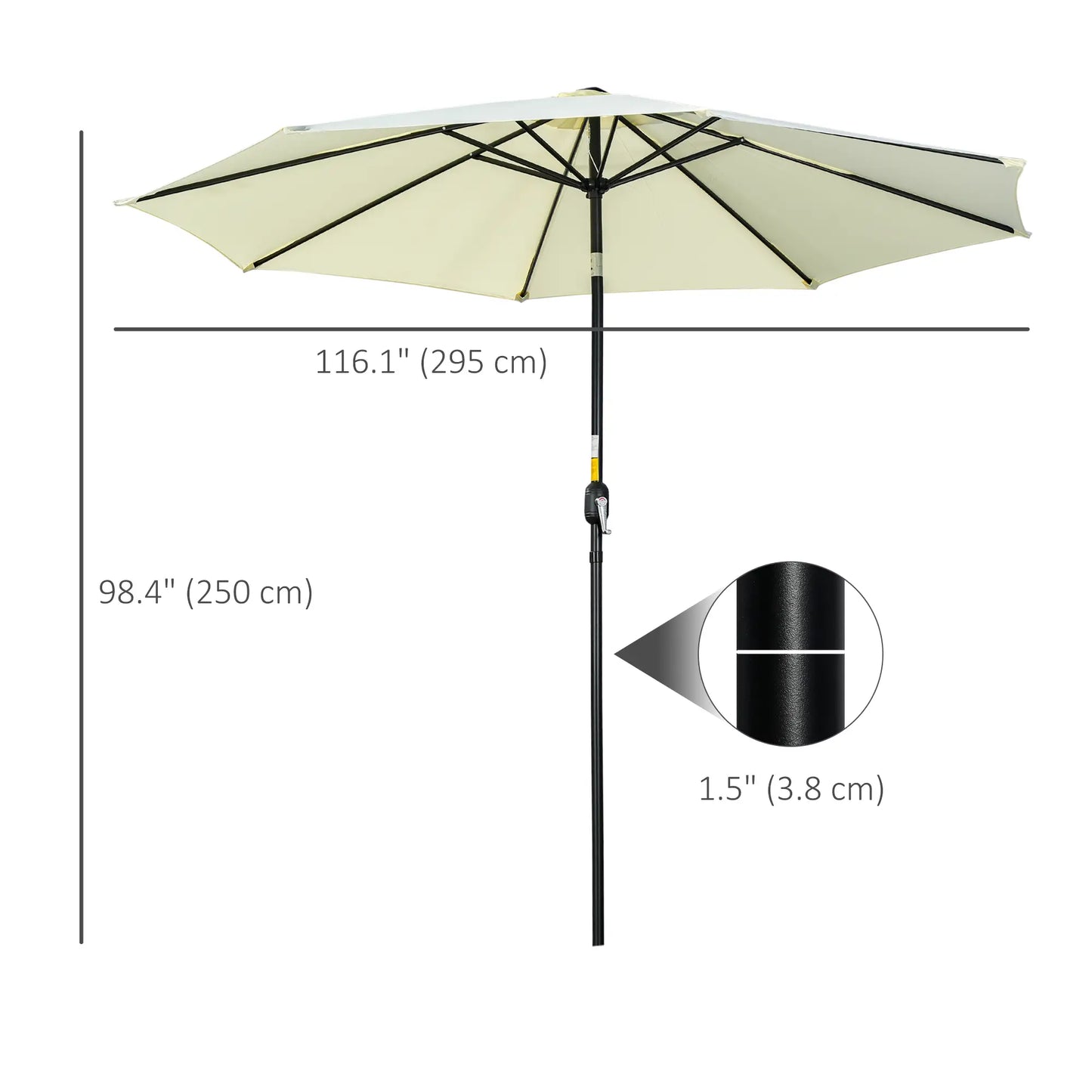 10' x 8' Round Market Umbrella, Crank Handle, Tilt, Beige Sun Umbrellas at Gallery Canada