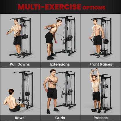 Cable Station Dual Pulley System, Pull Up Bar, 14 Adjustable Positions Power Towers at Gallery Canada