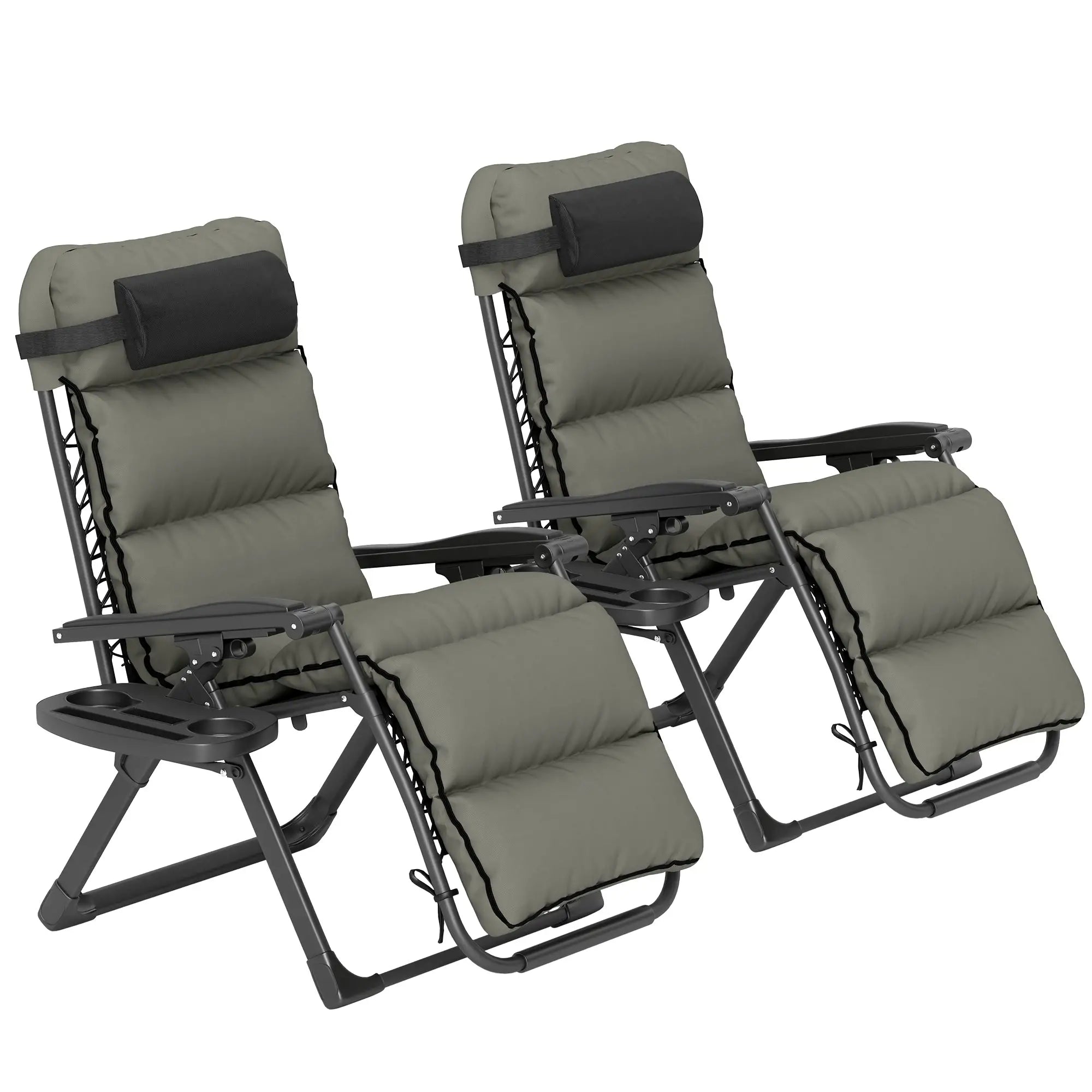 Reclining Zero Gravity Chair, Adjustable Backrest, Folding Sun Lounger, Removable Cushion, Grey Lounger Chairs Grey, Black at Gallery Canada