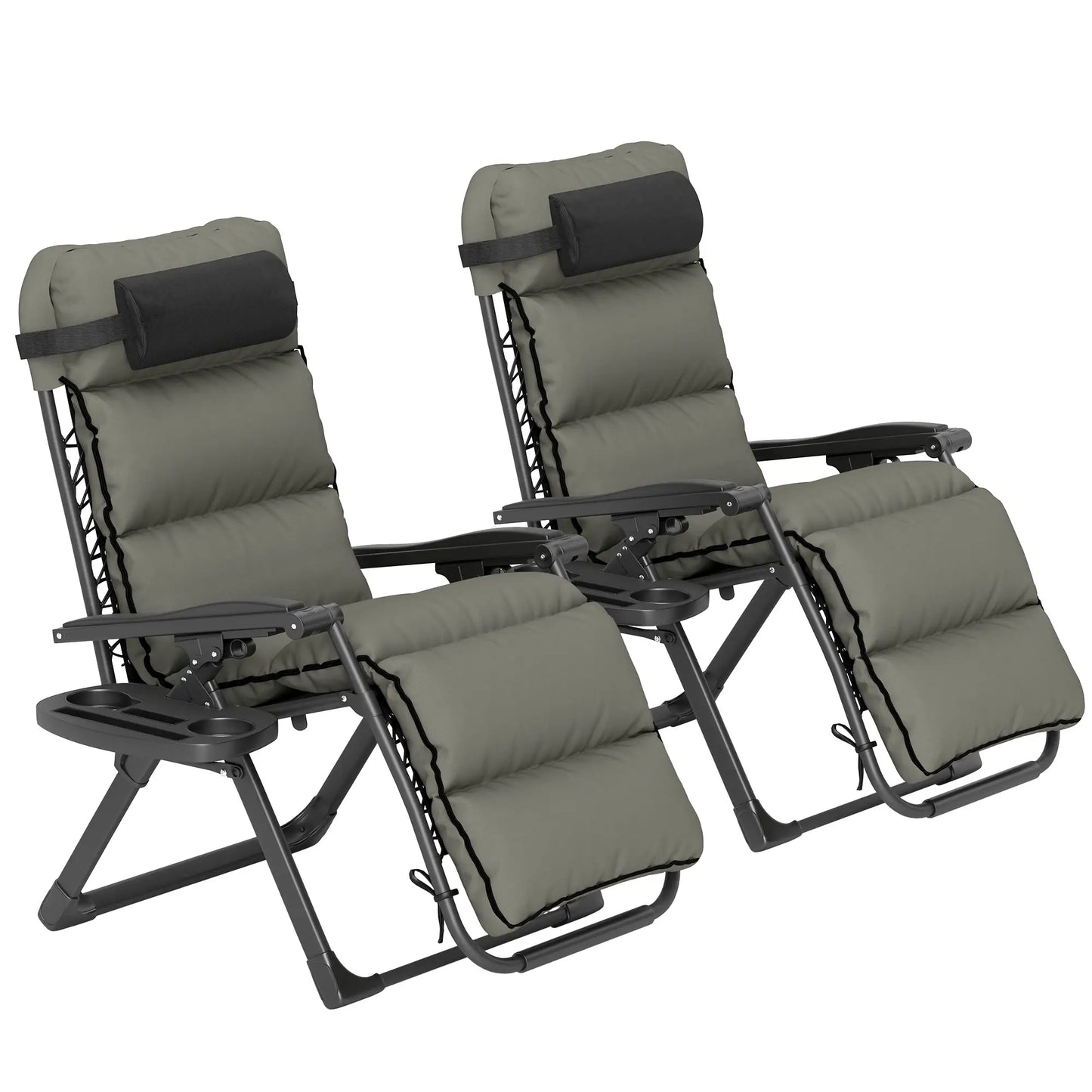 Reclining Zero Gravity Chair, Adjustable Backrest, Folding Sun Lounger, Removable Cushion, Grey Lounger Chairs Grey, Black at Gallery Canada