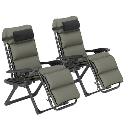 Reclining Zero Gravity Chair, Adjustable Backrest, Folding Sun Lounger, Removable Cushion, Grey Lounger Chairs Grey, Black at Gallery Canada