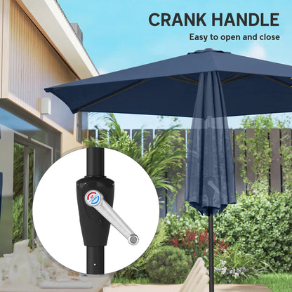 9FT Patio Umbrella With Tilt, Crank, 6 Ribs, UV Protection