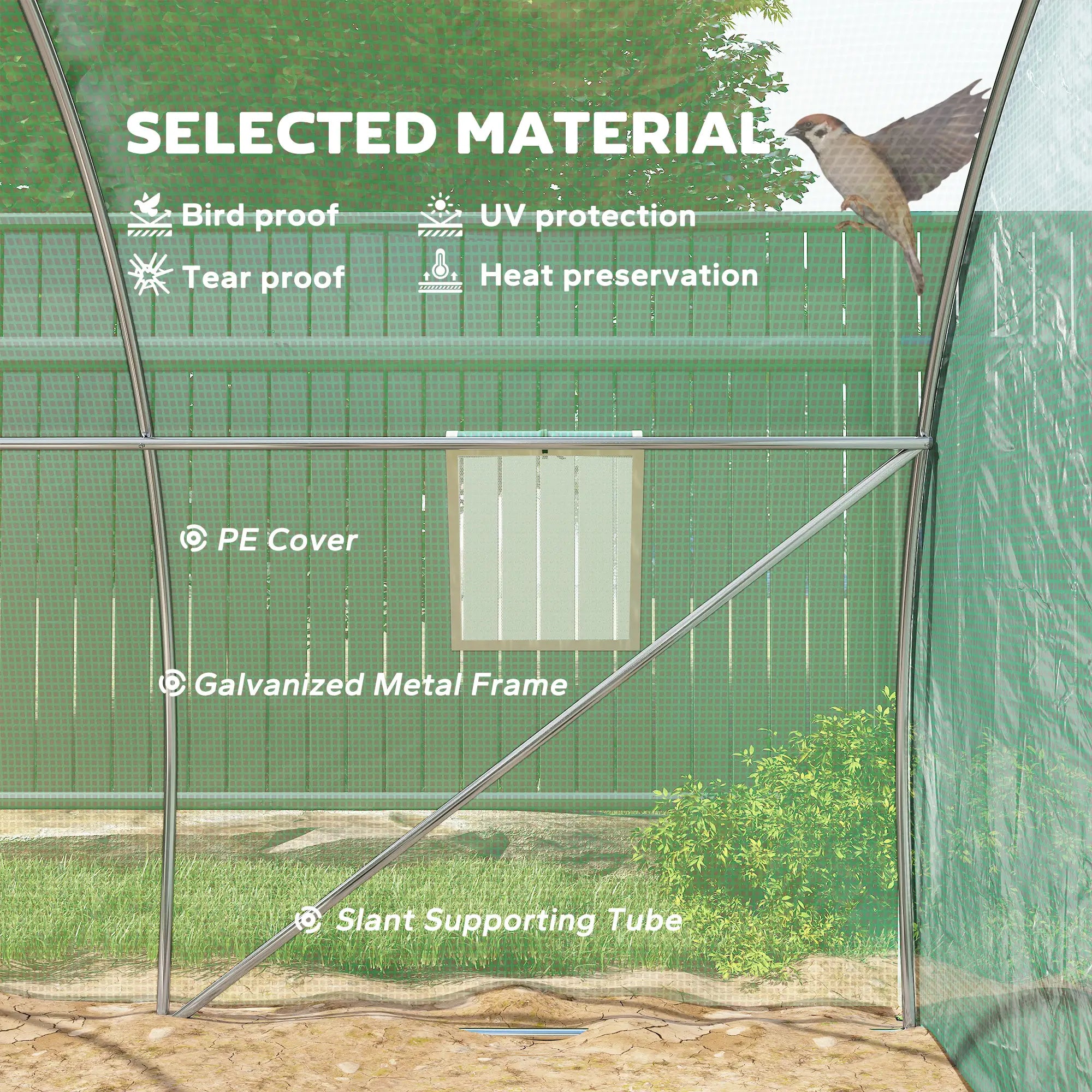Walk-In Tunnel Greenhouse, 10' x 10' x 7', 4 Windows, Zipper Door, Green Walk In Greenhouses at Gallery Canada