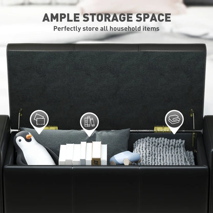 42" Faux Leather Storage Ottoman Bench, Black Storage Ottomans & Benches at Gallery Canada