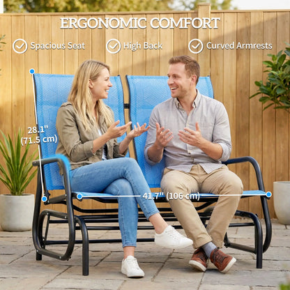 Outdoor Glider Bench, 2 Person Patio Glider, Blue Outdoor Gliders at Gallery Canada