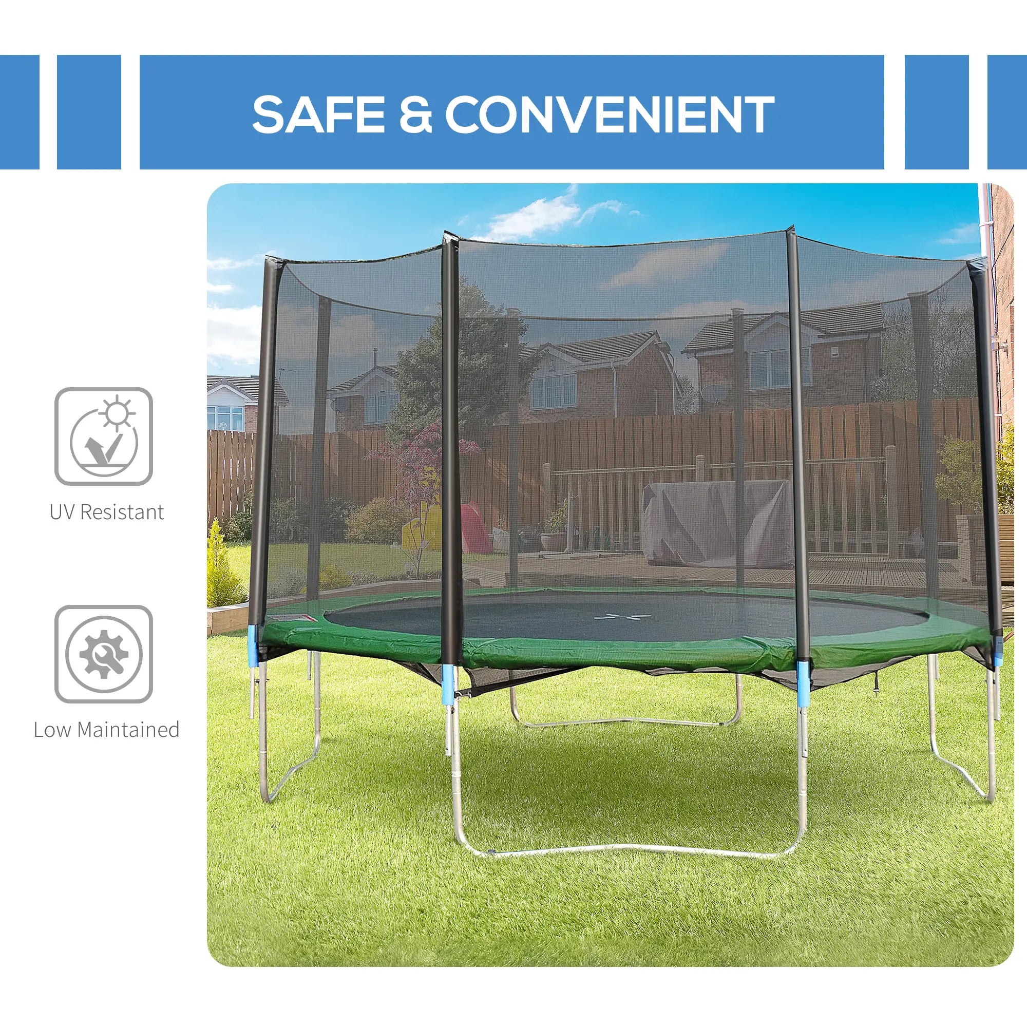 14 FT Trampoline Net Enclosure, 8 Poles, Black Trampolines at Gallery Canada