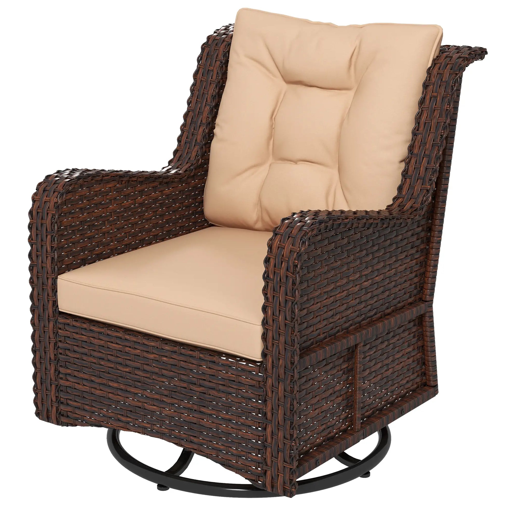 Rattan 360° Swivel Patio Chair with Cushion, Brown Patio Chairs Brown at Gallery Canada