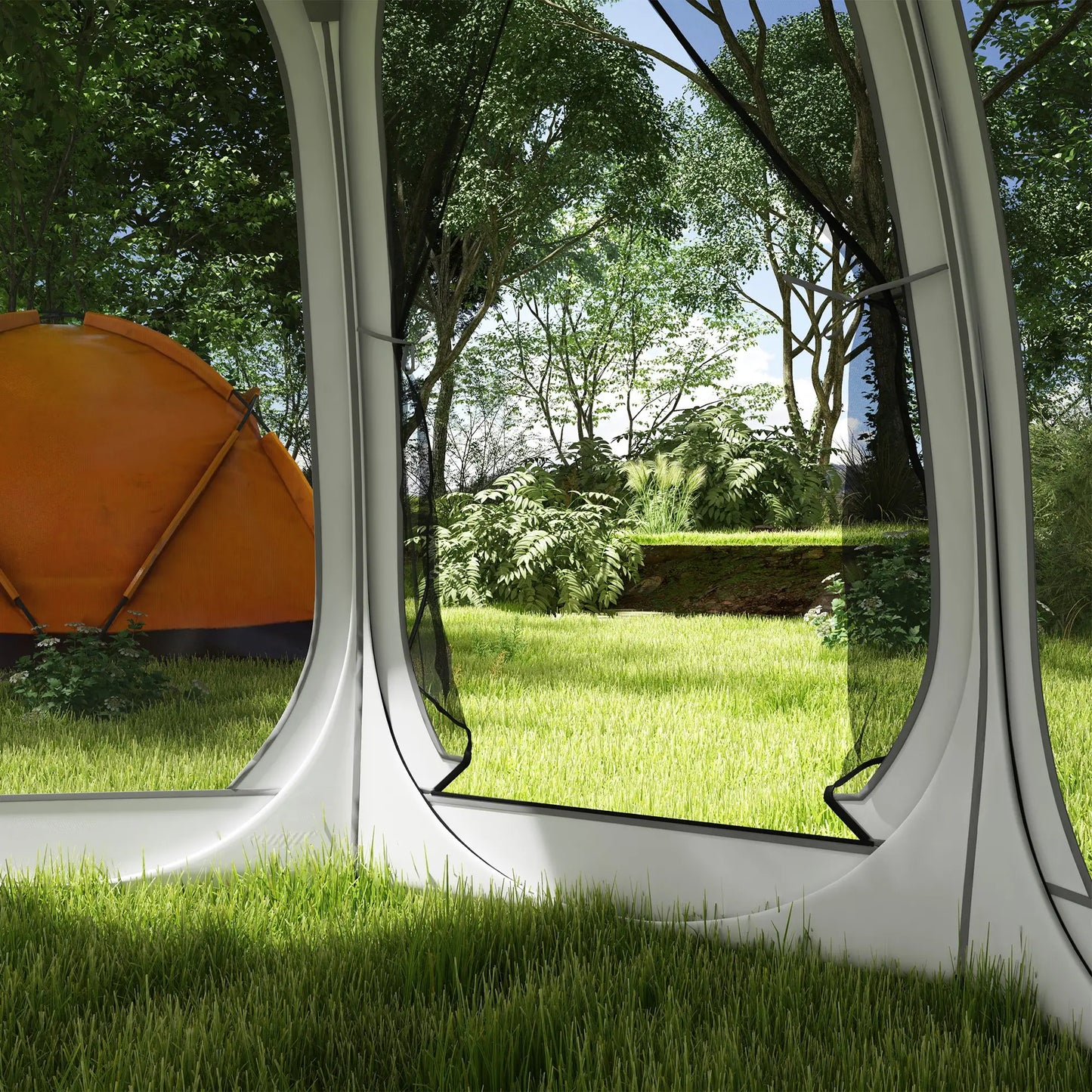 11' x 11.5' Screen Tent, Pop Up Camping Gazebo, Cream White Pop Up Canopies at Gallery Canada