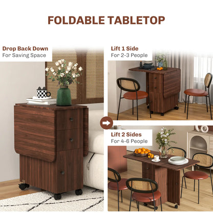 Drop Leaf Dining Table, Mobile Folding Table With Drawers, Brown Bar Tables & Dining Tables at Gallery Canada