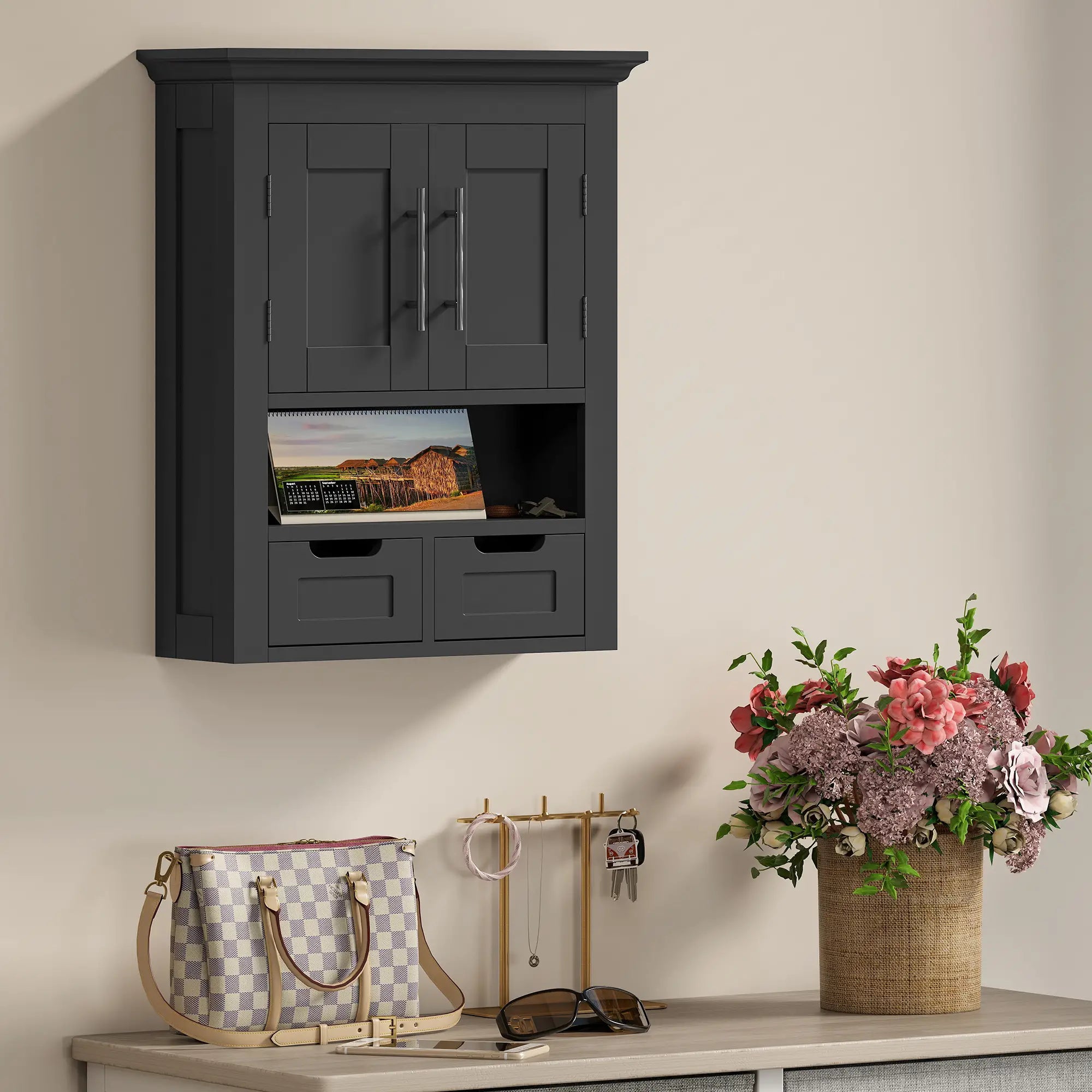 Bathroom Wall Cabinet, Medicine Cabinet, With Shelf, Black Wall Mounted Cabinets at Gallery Canada