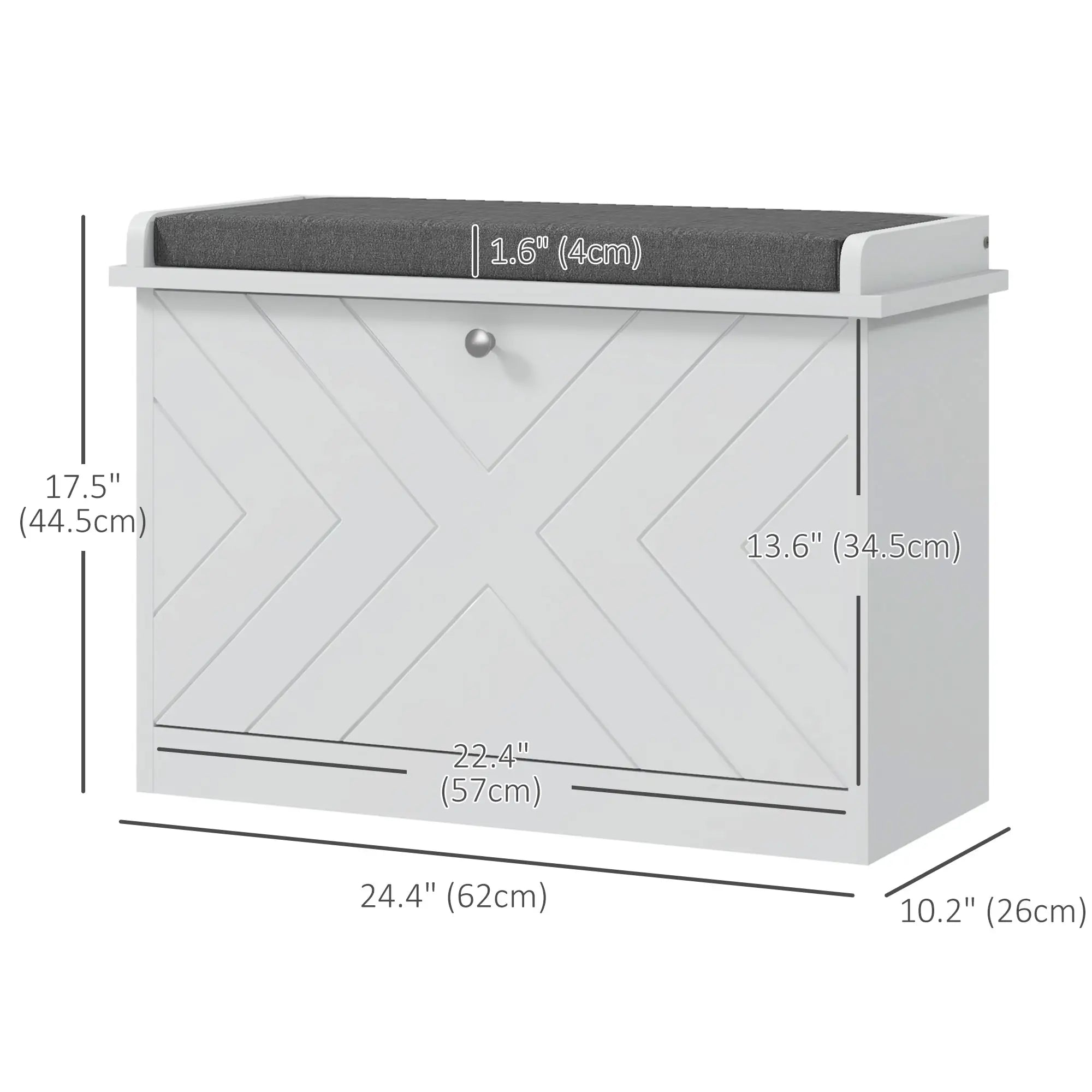 Upholstered Shoe Storage Bench with Flip Drawer, Adjustable Shelf, 6 Pairs Shoe Storage Cabinets & Racks at Gallery Canada