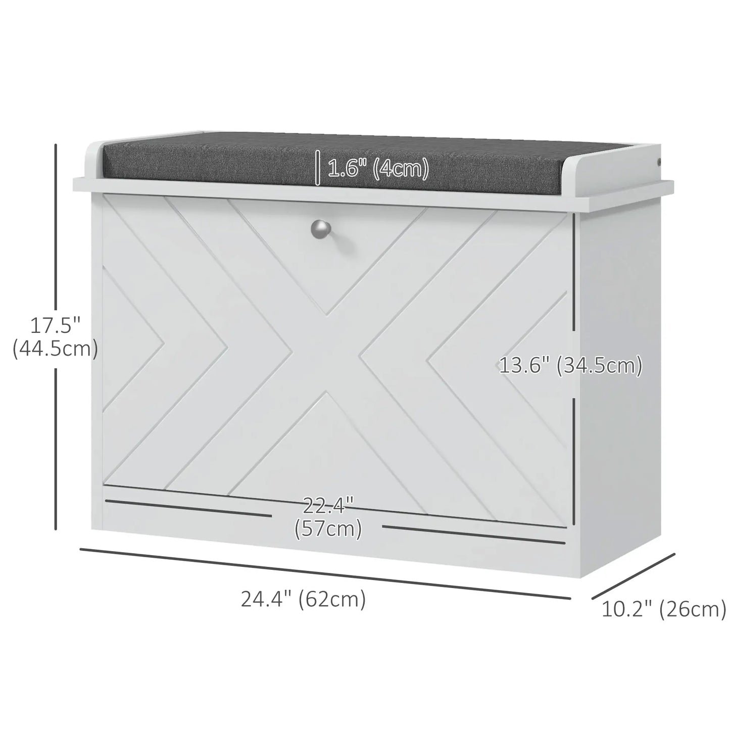 Upholstered Shoe Storage Bench with Flip Drawer, Adjustable Shelf, 6 Pairs Shoe Storage Cabinets & Racks at Gallery Canada