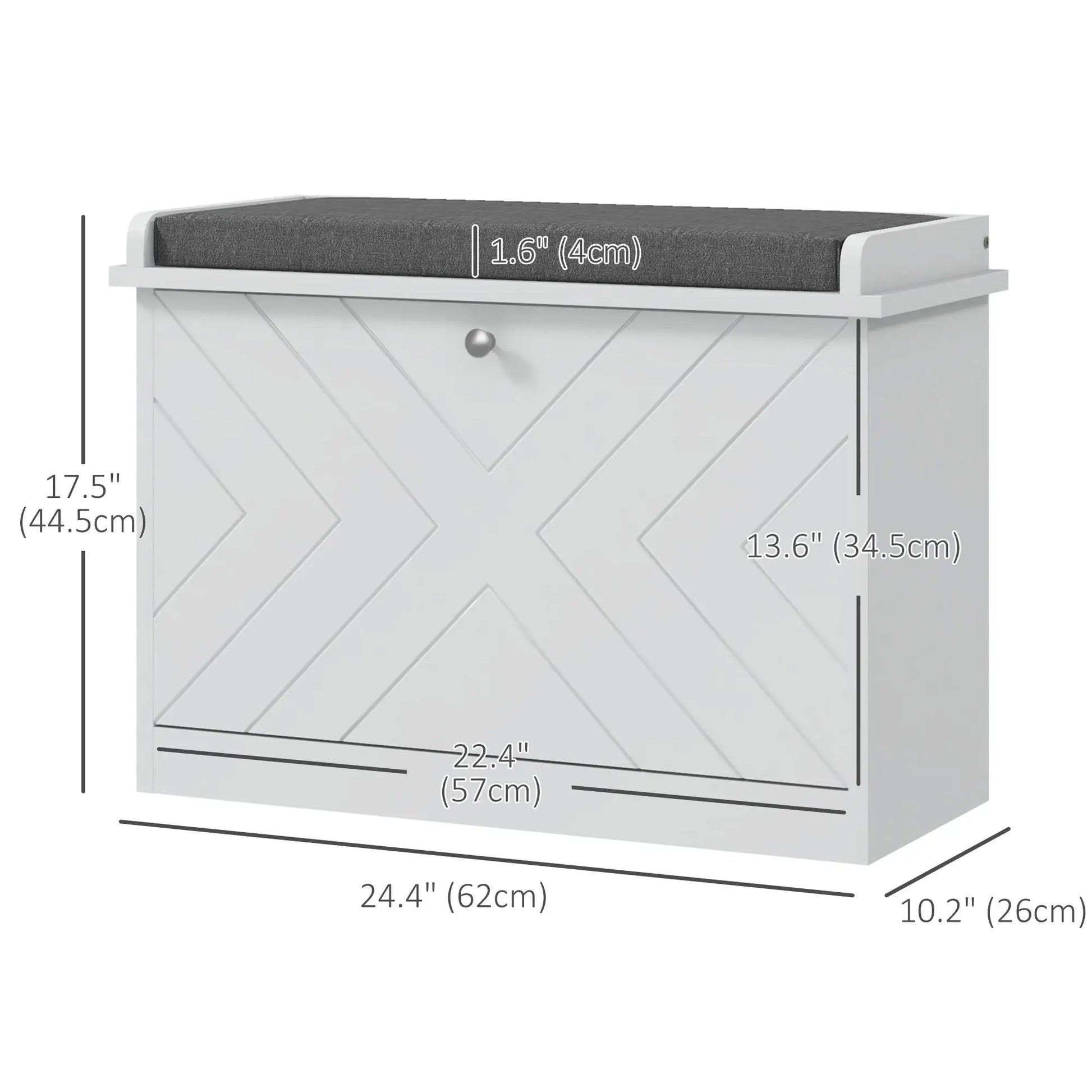 Upholstered Shoe Storage Bench with Flip Drawer, Adjustable Shelf, 6 Pairs Shoe Storage Cabinets & Racks at Gallery Canada