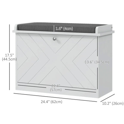 Upholstered Shoe Storage Bench with Flip Drawer, Adjustable Shelf, 6 Pairs Shoe Storage Cabinets & Racks at Gallery Canada