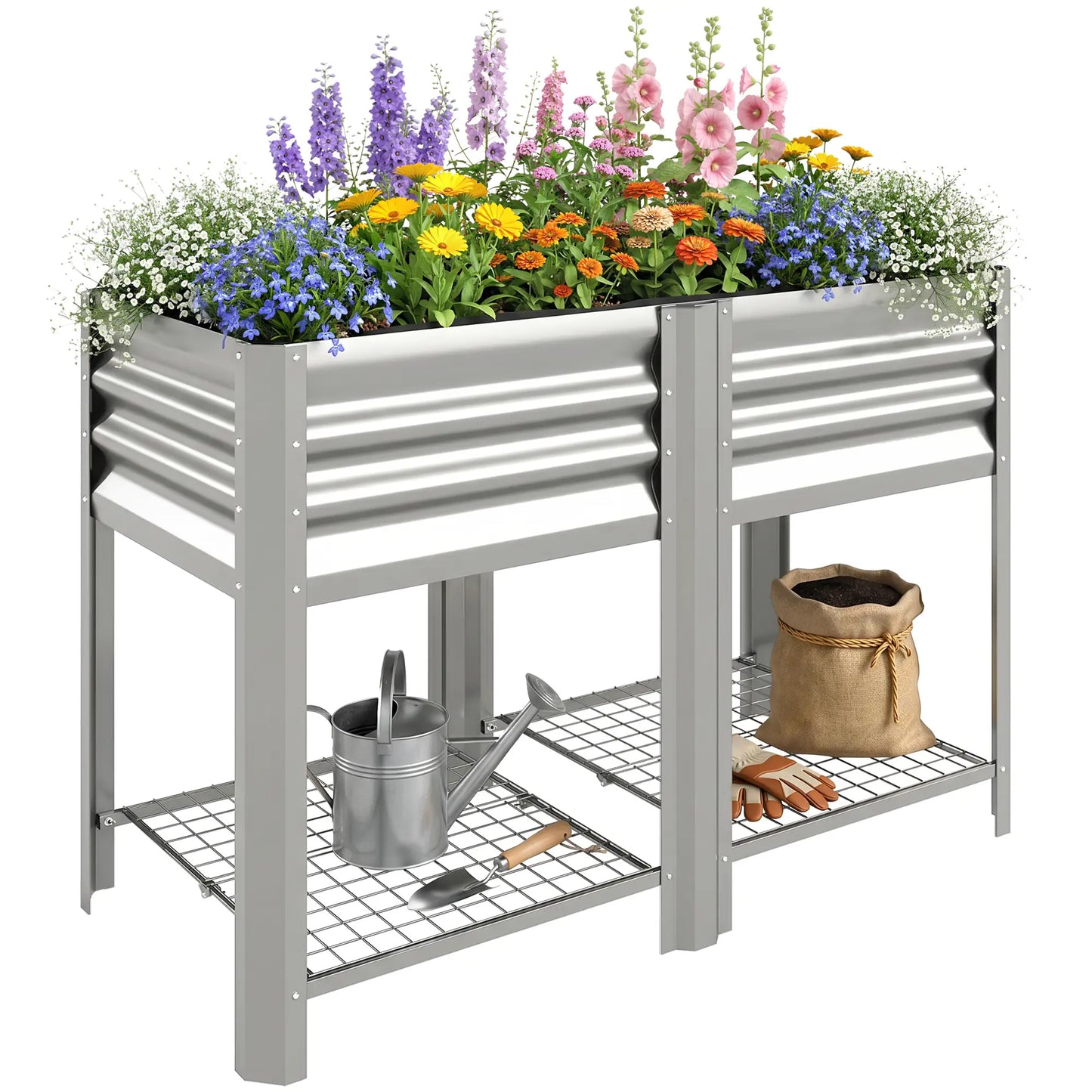 Raised Garden Bed With Legs, 31.5", Silver Elevated Garden Beds at Gallery Canada