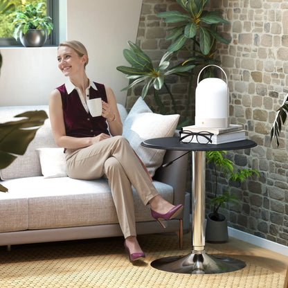 Round Bar Table, Adjustable Height, Faux Leather Top, Chrome Base, Black Bar Tables & Dining Tables at Gallery Canada