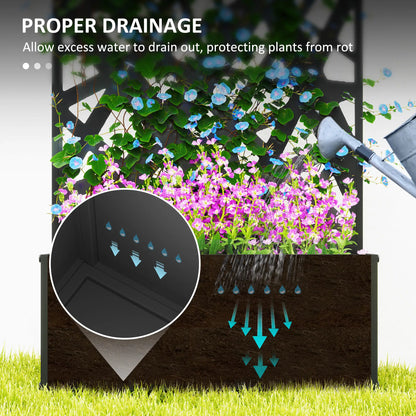 Metal Raised Garden Bed With Trellis, Privacy Panel, Irregular Line Cut-Outs