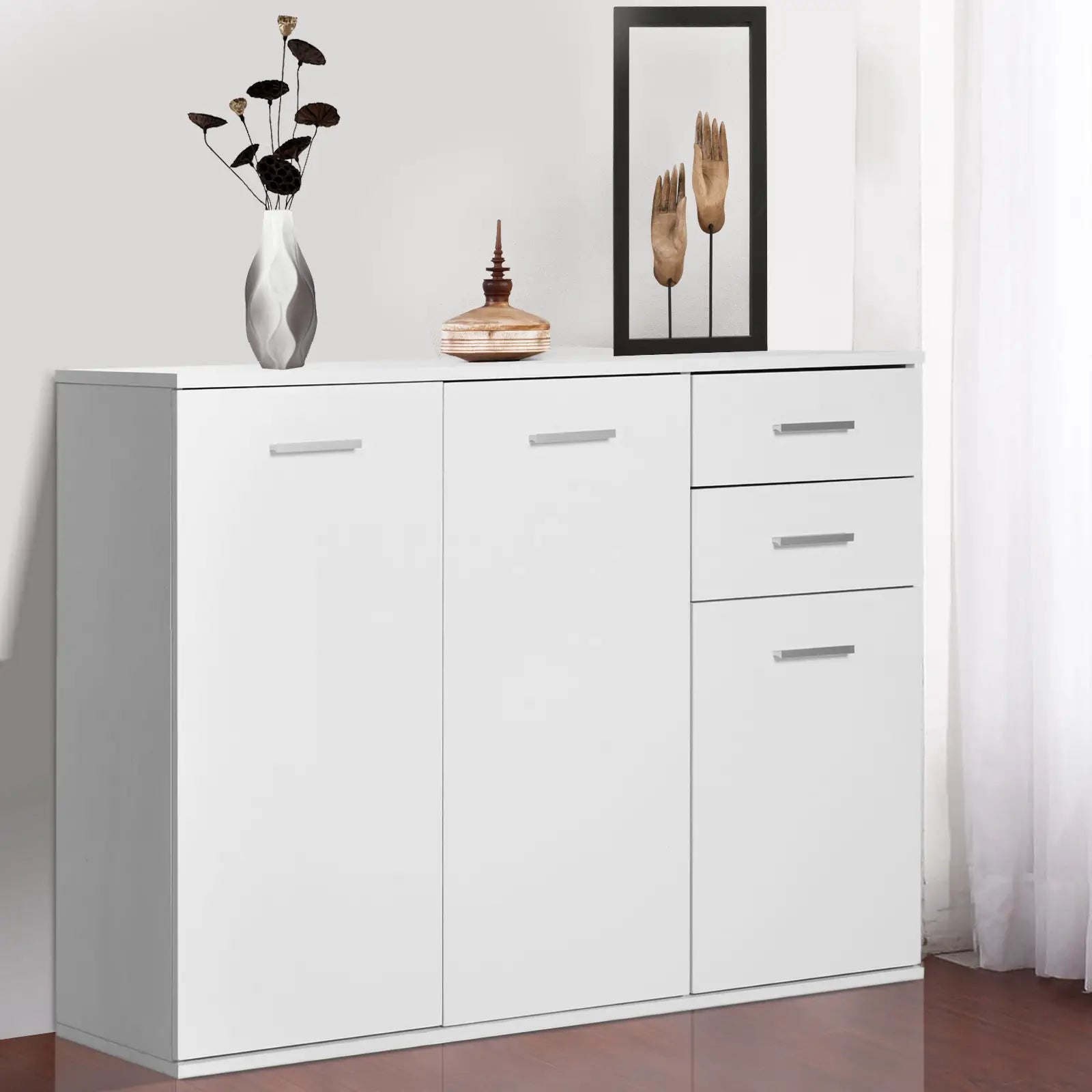 High Gloss Sideboard, 2 Drawers, 3 Doors, Adjustable Shelf, White Bar Cabinets at Gallery Canada