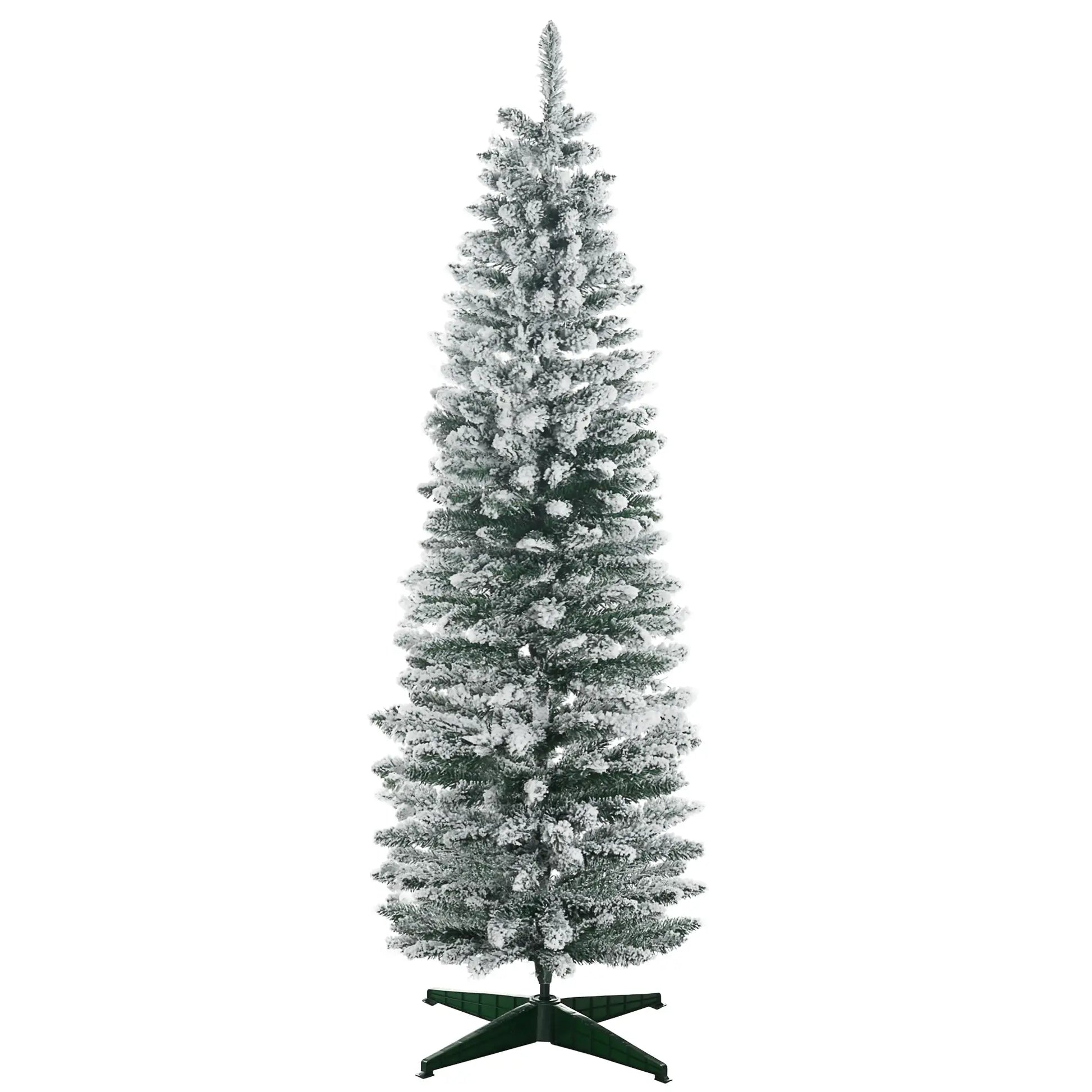 6ft Pencil Artificial Christmas Tree, Snow Flocked Branches, Green Artificial Christmas Trees at Gallery Canada