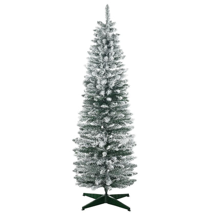 6ft Pencil Artificial Christmas Tree, Snow Flocked Branches, Green Artificial Christmas Trees at Gallery Canada