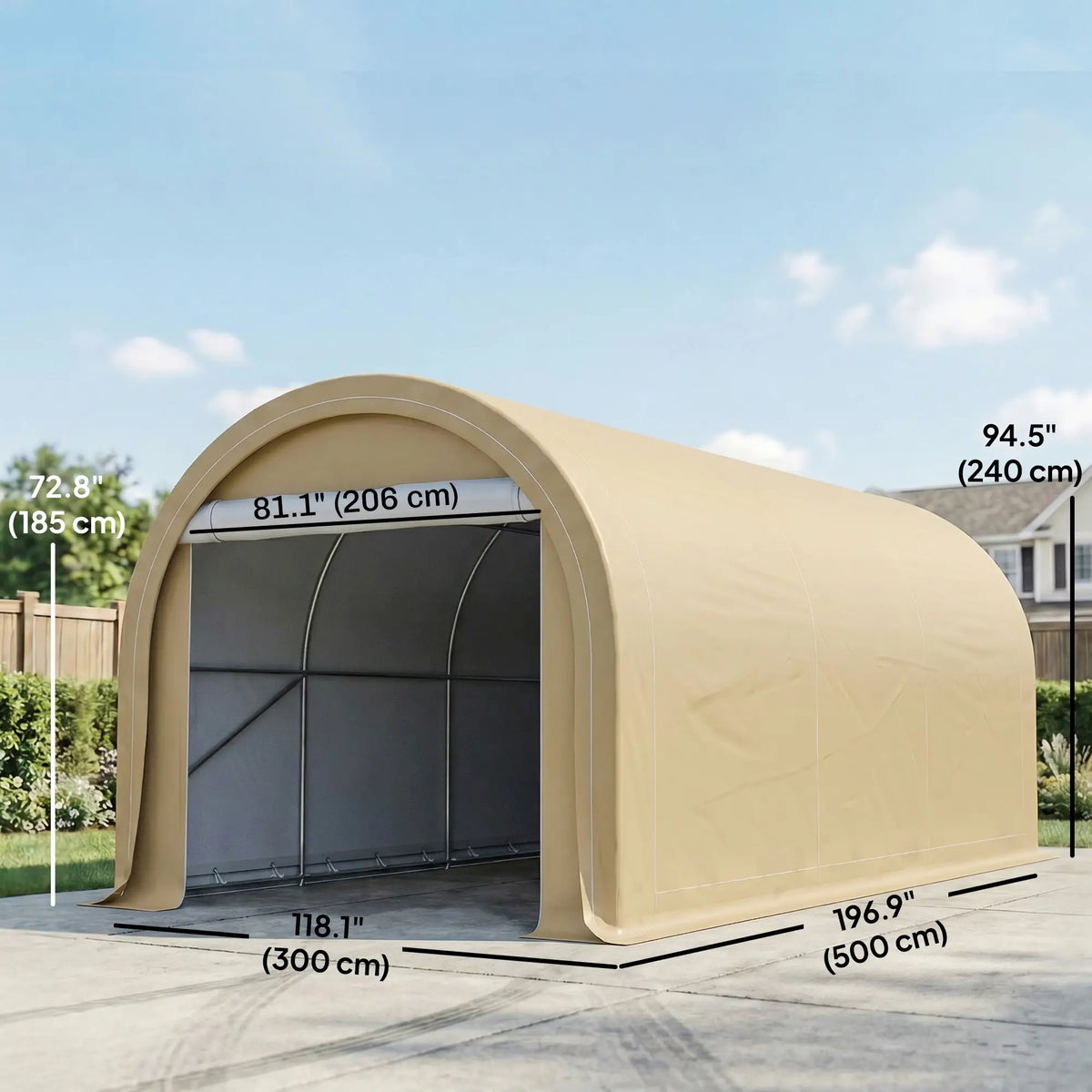10' x 16' Heavy Duty Carport Tent, PE Cover, Beige Car Shelters at Gallery Canada