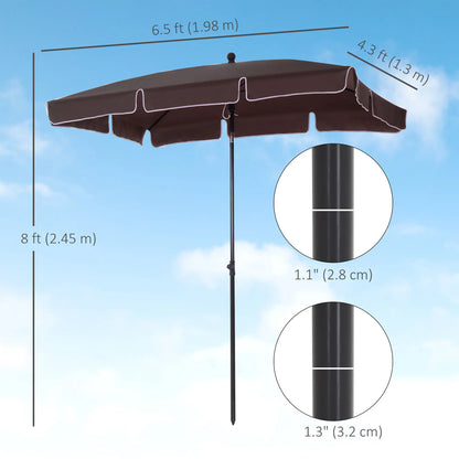 6.5x4ft Rectangle Patio Umbrella, Aluminum Tilt Adjustable, Garden Parasol Sun Umbrellas at Gallery Canada
