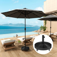 Round Umbrella Base With Wheels, Cement-Filled 55 Lbs, Black